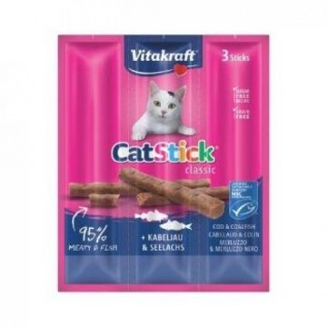 Recompense pentru pisici, Vitakraft cu cod si merluciu, 18 g de firma originala