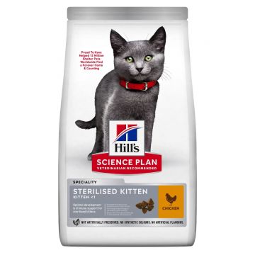 HILL'S Science Plan Kitten Sterilised, Pui, hrană uscată pisici junior sterilizate, 3kg