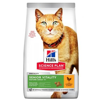 HILL'S SCIENCE PLAN Senior Vitality 7+, Pui, hrană uscată pisici senior, 7kg
