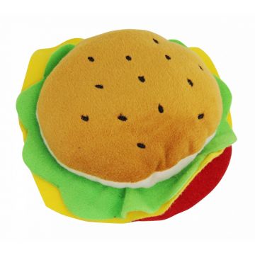 PAWISE Hamburger, jucărie de pluș câini, XS-M, pluș, cu sunet, multicolor, 12 cm