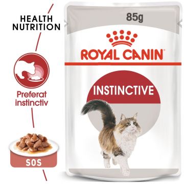 Royal Canin Instinctive Adult, hrană umedă pisici, (în sos) Royal Canin Instinctive Adult, plic hrană umedă pisici, (în sos), 85g