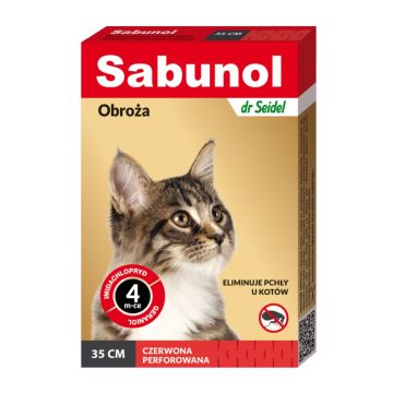 SABUNOL, deparazitare externă pisici, zgardă, 35 cm, roșu, 1buc de firma original