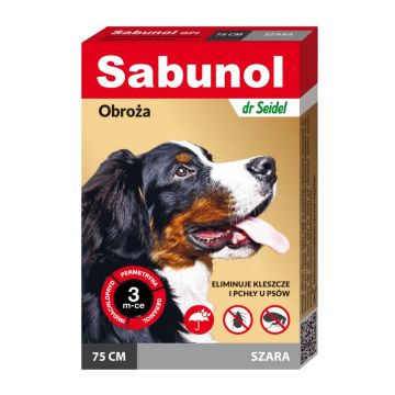SABUNOL GPI, deparazitare externă câini, zgardă, L-XL(25 - 50kg), 75 cm, gri, 1buc