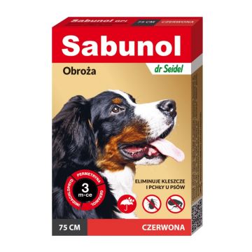 SABUNOL GPI, deparazitare externă câini, zgardă, L-XL(25 - 50kg), 75 cm, roșu, 3 luni x 1buc de firma original
