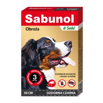 SABUNOL GPI, deparazitare externă câini, zgardă, M(10 - 25kg), 50 cm, negru, 1buc de firma original