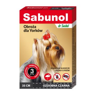 SABUNOL GPI, deparazitare externă câini, zgardă, XS-S(2 - 10kg), 35 cm, negru, 1buc de firma original