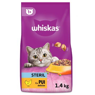 WHISKAS Adult Sterile, Pui, hrană uscată pisici sterilizate, 1.4kg