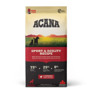ACANA Dog Sport & Agility, hrană uscată fără cereale câini ACANA Dog Sport&Agility, XS-XL, Pui, hrană uscată fără cereale câini, activitate intensă, 11.4kg