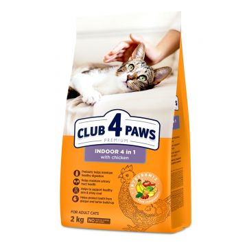 CLUB 4 PAWS Premium Indoor, Pui, hrană uscată pisici, 2kg