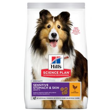 HILL'S SCIENCE PLAN Skin&Stomach, M, Pui, hrană uscată câini, sistem digestiv, piele & blană, 800g