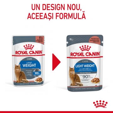 Royal Canin Light Weight Care Adult, hrană umedă pisici, managementul greutății, (în sos) ROYAL CANIN Feline Care Nutrition Light Weight Care, plic hrană umedă pisici, managementul greutății, (în sos), 85g x 12