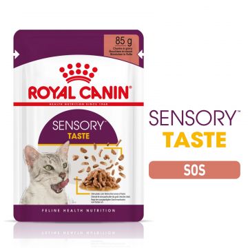 Royal Canin Sensory Taste, hrană umedă pisici, stimularea gustului (în sos) Royal Canin Sensory Taste, plic hrană umedă pisici, stimularea gustului (în sos), 85g x 12