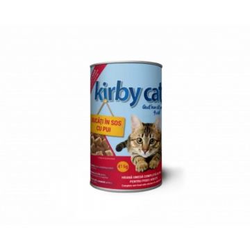 KIRBY CAT, Pui, conservă hrană umedă pisici, (în sos), 415g