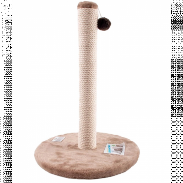 Ansamblu de joaca pentru pisici Scratchboard tip coloana pe suport rotund cu ciucure pe culoare bej 50 x 38 cm
