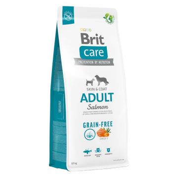 Brit Care Grain-Free Adult, XS-M, Somon, hrană uscată fără cereale câini, piele & blană, 12kg