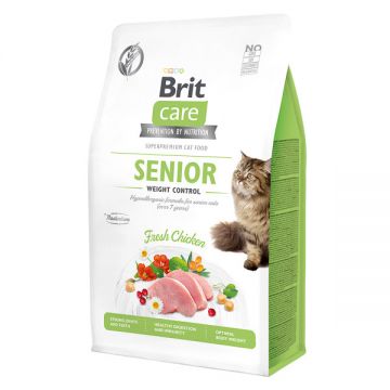 Brit Care Senior Weight Control, Pui, hrană uscată fără cerele pisici senior, managementul greutății, 400g ieftina