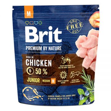Brit Premium By Nature, Junior Medium Breed, M, Pui, hrană uscată câini junior, 1kg ieftina