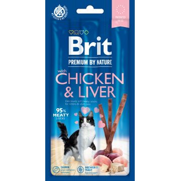 Brit Premium By Nature, recompense fără cereale pisici, batoane, Pui și Ficat, 3buc