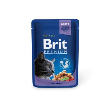 Brit Premium, Cod, plic hrană umedă pisici, (în sos), 100g