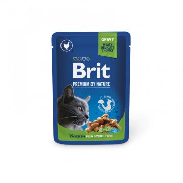 Brit Premium Sterilised, Pui, plic hrană umedă pisici sterilizate, (în sos), 100g