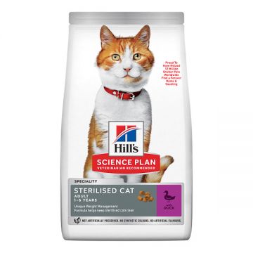 Hill's SP Adult Sterilised, Rață, hrană uscată pisici sterilizate, 1.5kg
