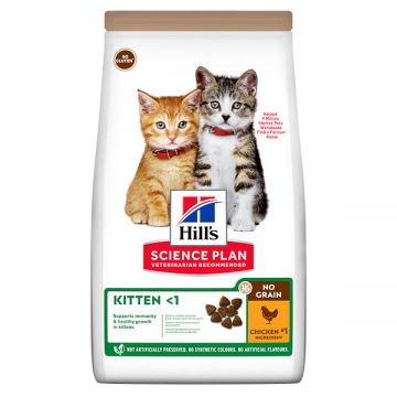 Hill's SP Nograin, Kitten, Pui, hrană uscată fără cereale pisici junior, 1.5kg