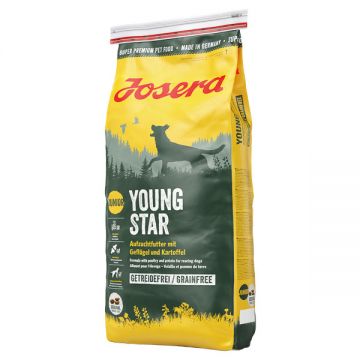Josera Young Star, XS-XL, Pasăre, hrană uscată fără cereale câini junior, sistem digestiv, 15kg