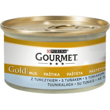 PURINAgourmetgold Mousse, Ton, Conservă hrană umedă pisici, (pate), 85g