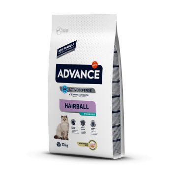Advance Hairball Sterilized, Curcan, hrană uscată pisici sterilizate, limitarea ghemurilor de blană, 10kg