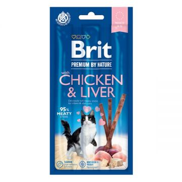 Brit Premium by Nature, Recompense pentru pisici, cu pui si ficat, 15g