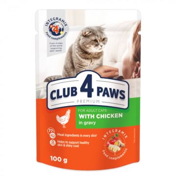 Club 4 Paws Premium Hrana umeda pisici, cu Pui set 24 100g