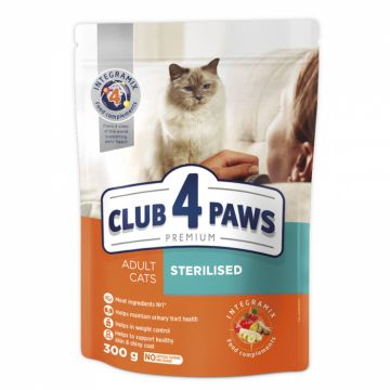 Club 4 Paws Premium Sterilizate Hrana uscata pisici adulte, 300g ieftina