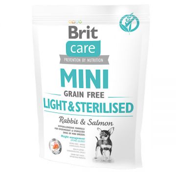 Brit Care Mini Light & Sterilised, XS-S, Iepure, hrană uscată fără cereale câini sterilizați, 400g ieftina