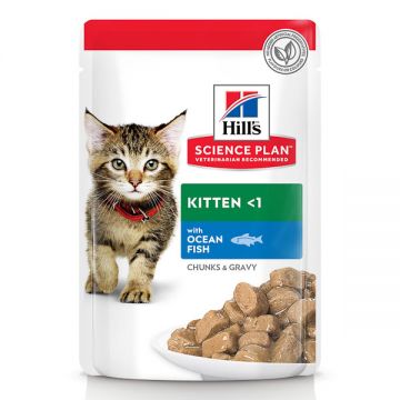 Hill's SP Kitten, Pește Oceanic, plic hrană umedă pisici junior, (în sos), 85g