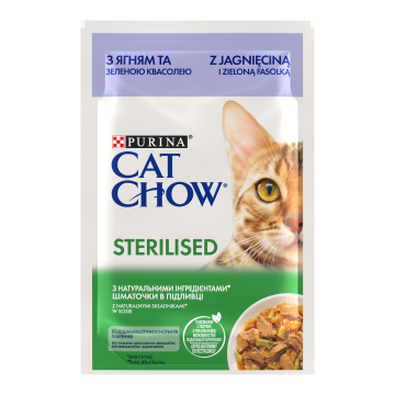 Hrana umeda pisici sterilizate CAT CHOW STERILISED Miel si Fasole verde 1 x 85g ieftina