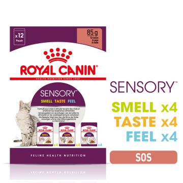 Royal Canin Sensory, pachet mixt, plic hrană umedă pisici, stimularea simțurilor (în sos), 12 x 85g