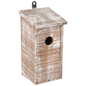 FLAMINGO Cuib GAVIN din lemn pentru păsări, 12X12X24cm, Alb/Maro