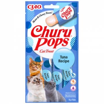 Churu Pops, Recompense Suculente cu Ton pentru pisici, 4x15g