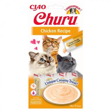 Churu, Recompense Cremoase pentru Pisici cu Pui, 4x14g
