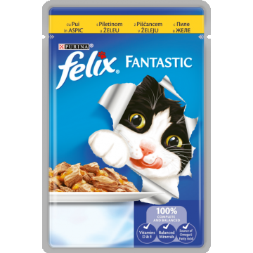 FELIX FANTASTIC Pui in Aspic, hrana umeda pentru pisici, 85 g