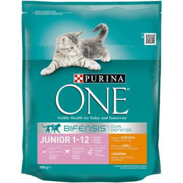 Purina ONE Junior cu Pui si Cereale Integrale, hrana uscata pentru pisici, 200 g