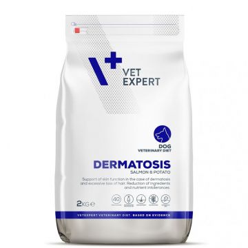 4T Dieta Veterinara Dermatosis Dog, Vetexpert, Somon & Cartofi, 2 kg la reducere