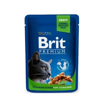 Brit Premium Sterilised Cat plic cu carne de pui, 100 g ieftina