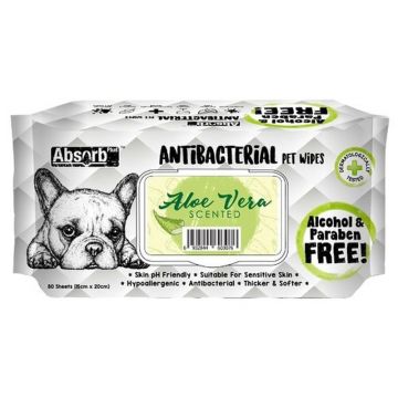 Absorb Plus, Antibacterian Pet Wipes Aloe Vera, 80 buc ieftin