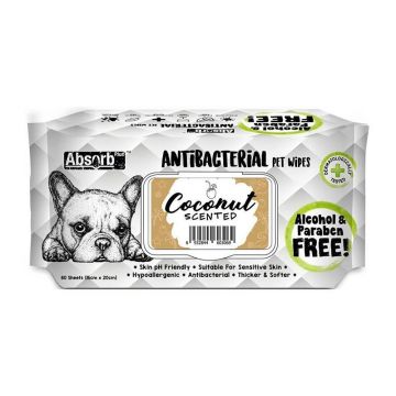Absorb Plus, Antibacterian Pet Wipes Cocos, 80 buc ieftin