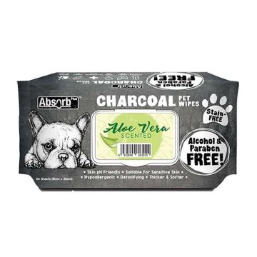 Absorb Plus, Charcoal Pet Wipes Aloe Vera, 80 buc de firma original