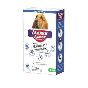 Ataxxa Dog - pipete antiparazitare pentru caini de talie mare peste 25 KG (3 pipete) la reducere