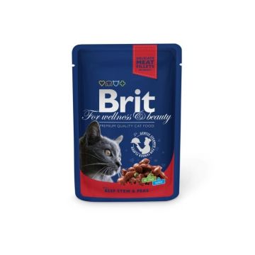Brit Premium Cat plic cu carne de vita si mazare, 100 g ieftina