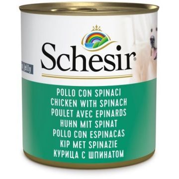 Schesir Dog Chicken with Spinach, conserva, 285 g