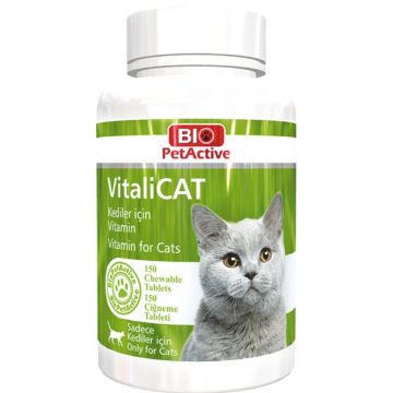 Vitamine pentru pisici, Bio PetActive Vitali Cat, 150 tbl de firma original
